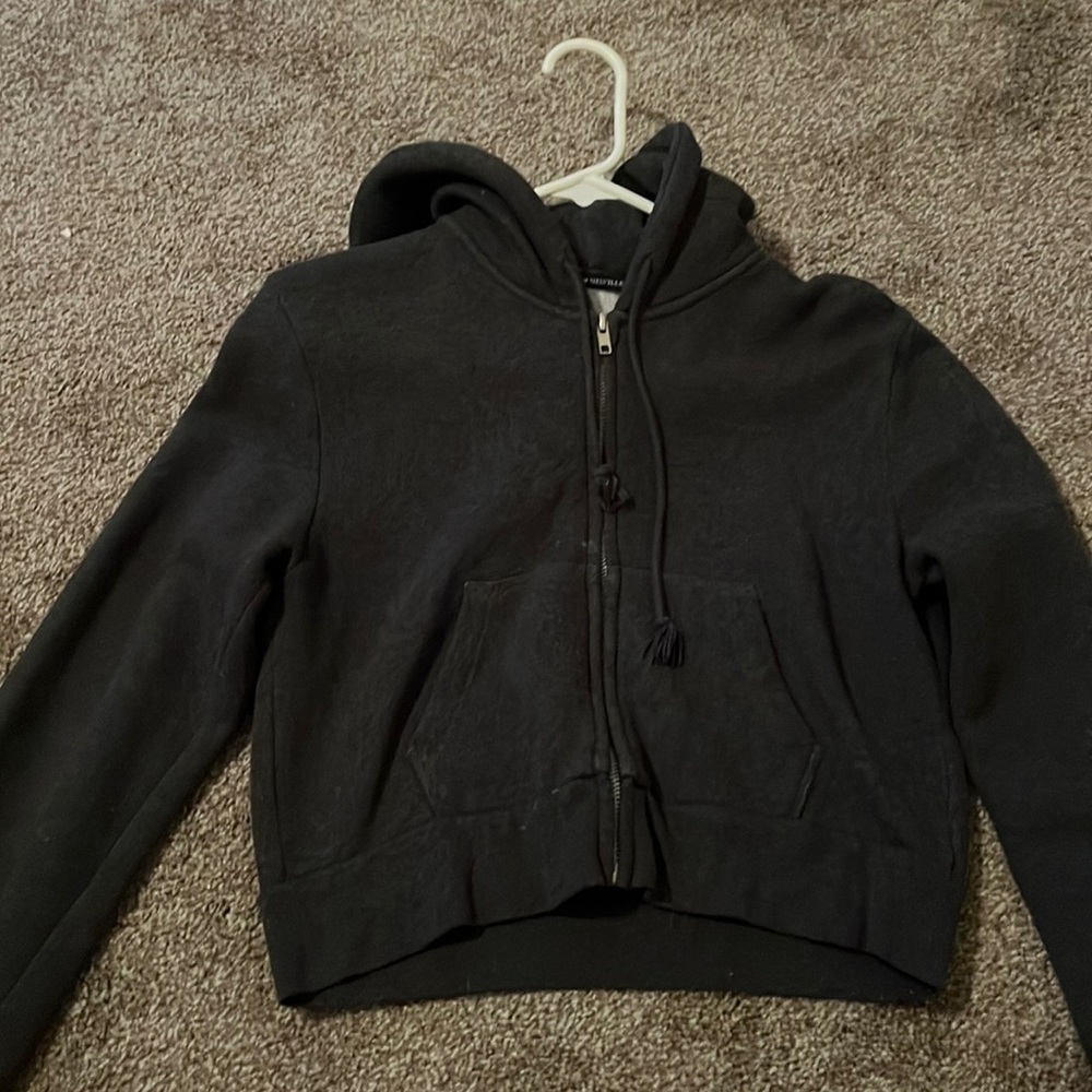Dark grey cropped Brandy Melville zip up